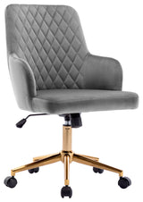 Diamond Quilted Sloped Arms Desk Chair, Grey