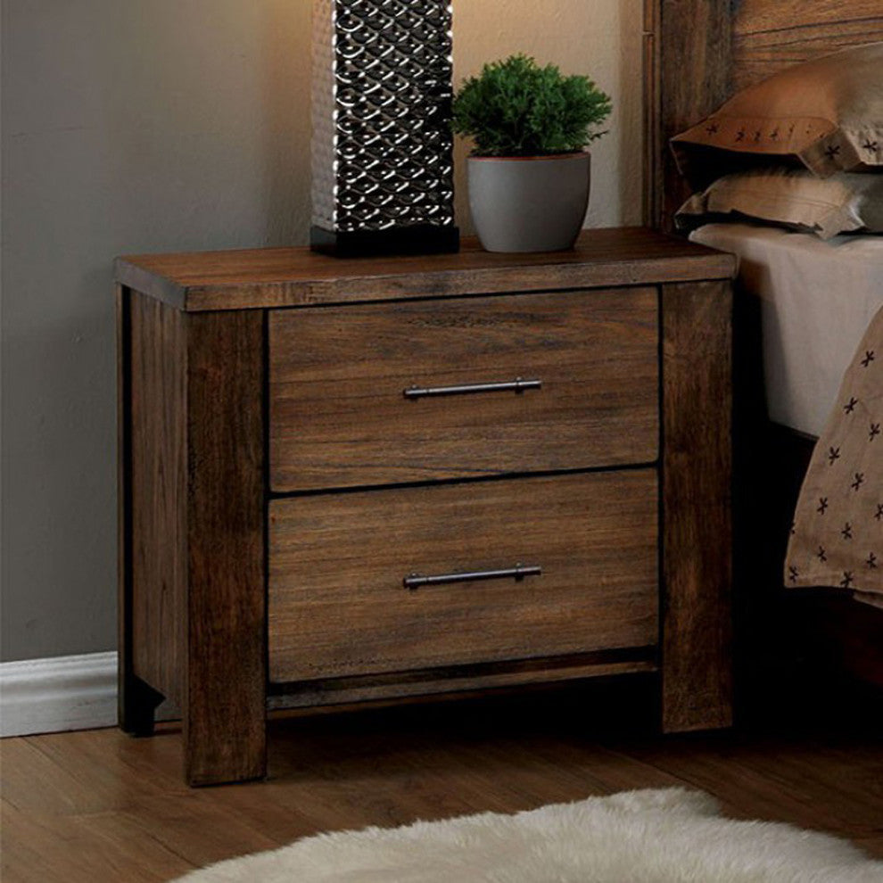 Benzara BM123202 Elkton Transitional Night Stand In Oak Finish