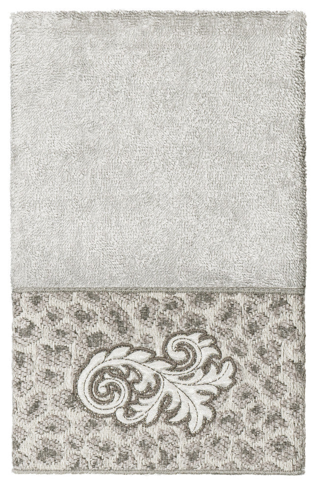 Linum Home Turkish Cotton April 3-Piece Embellished Towel Set, Light Gray