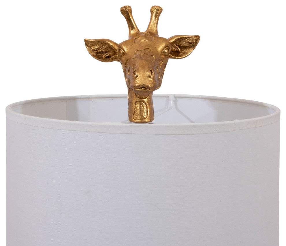 Giraffe Lamp With Linen Shade, Gold