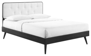 Bridgette Full Wood Platform Bed With Splayed Legs MOD-6646-BLK-WHI
