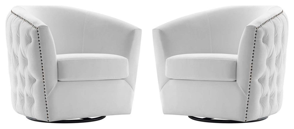 Armchair Accent Chair, Set of 2, Velvet, White, Modern, Lounge Hospitality