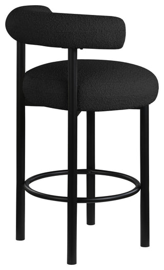 Bordeaux Upholstered Stool, Black, Boucle Fabric, Matte Black, Set of 2