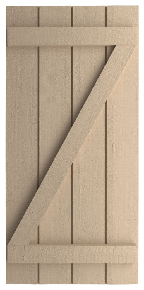 Rustic 4 Board Joined B-N-B Faux Wood Shutters, Rough Cedar, 22x82"
