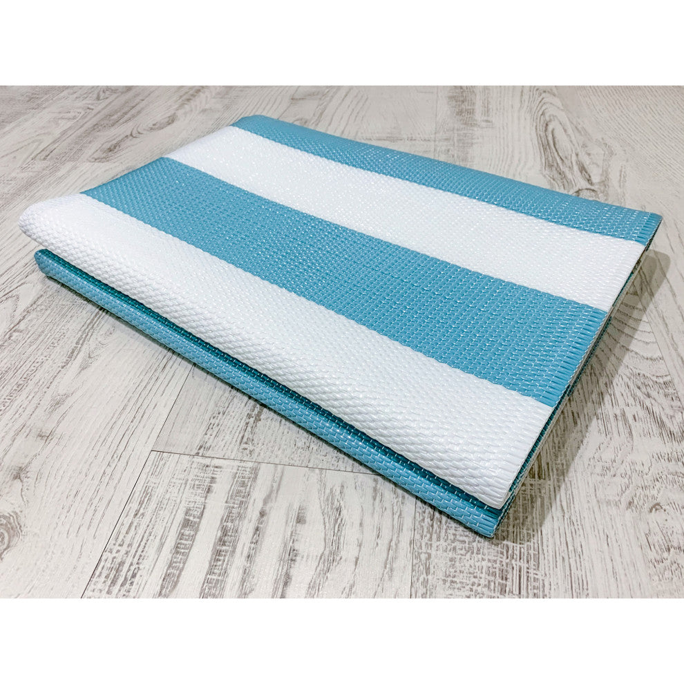 Simonson Contemporary Stripes, Aqua/White, 5'x6'11"