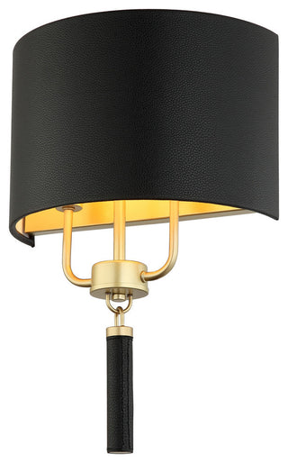 Secret Agent 2-Lt Sconce - Painted Gold/Black Leather