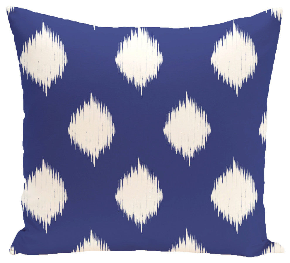 Ikat Dot Geometric Print Pillow, Blue Suede, 16"x16"