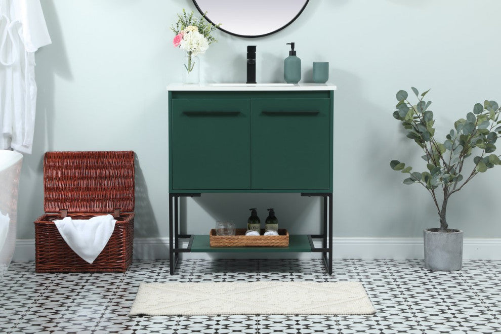 Elegant VF42530MGN 30"Single Bathroom Vanity, Green