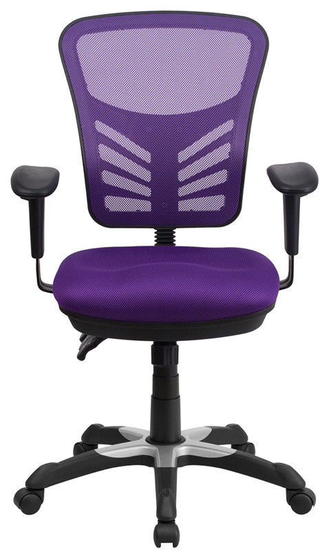 Mid-Back Purple Mesh Executive Swivel Chair with Adjustable Arms