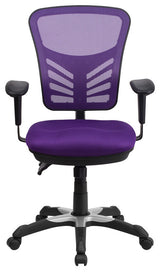 Mid-Back Purple Mesh Executive Swivel Chair with Adjustable Arms