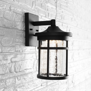 Campo Outdoor Wall Lantern Glass/Metal Integrated Sconce, Black, Width: 6.5"