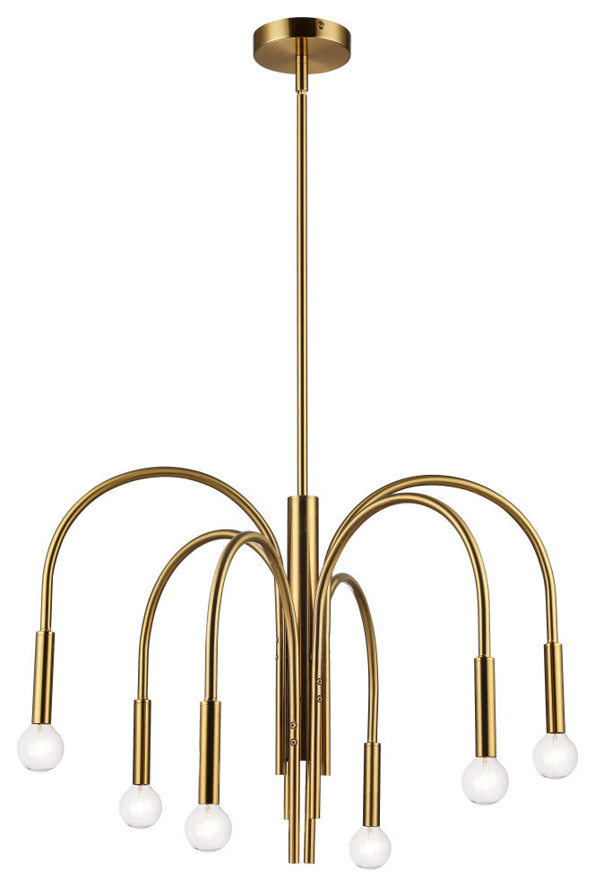 Callway Contemporary 6 Light Aged Brass Metal Chandelier