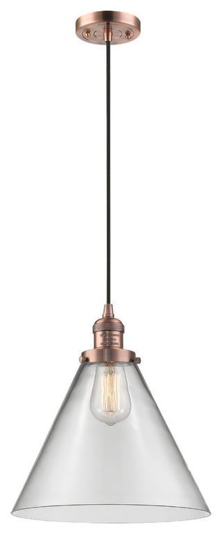 X-Large Cone 1-Light LED Pendant, Antique Copper, Glass: Clear