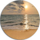 Dark Tropical Sand Beach At Sunset, Seascape Round Wall Art, 23"