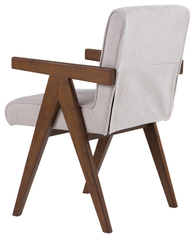 Modrest Joseline Modern Beige Fabric + Walnut Dining Chair, Set of 2