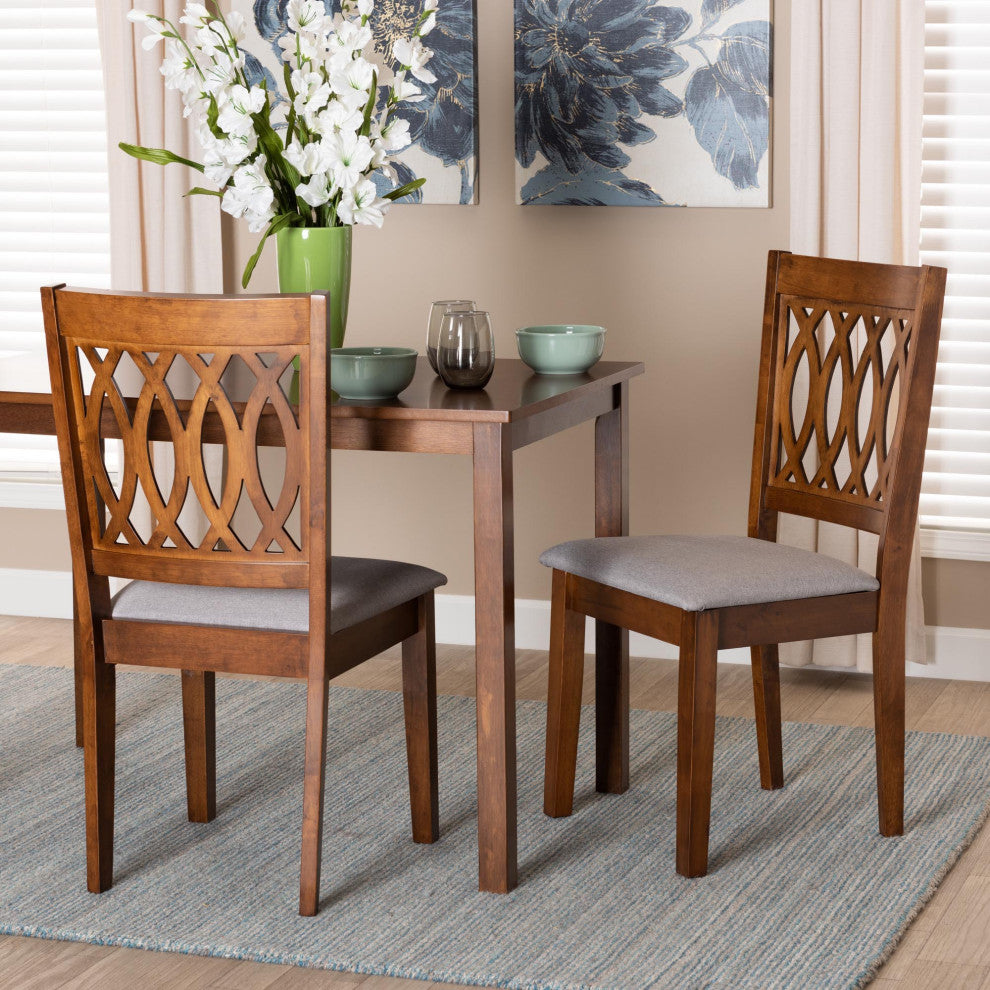 Denia Dining Collection, Gray/Walnut Brown, Dining Chair, Set of 2