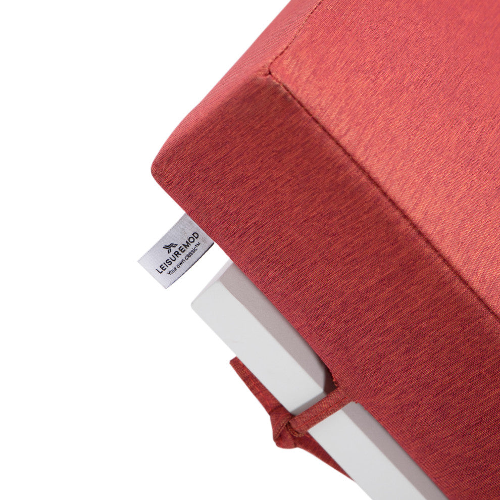 LeisureMod Chelsea Chaise Lounge Chair With Side Table, Red
