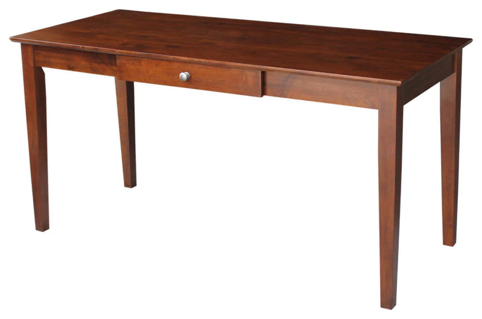 Traditional Desk, Hardwood Frame With Slightly Tapered Legs & Drawer, Espresso