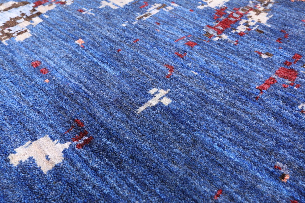 9' 0" X 11' 10" Modern Hand Knotted Wool and Silk Rug Q7234