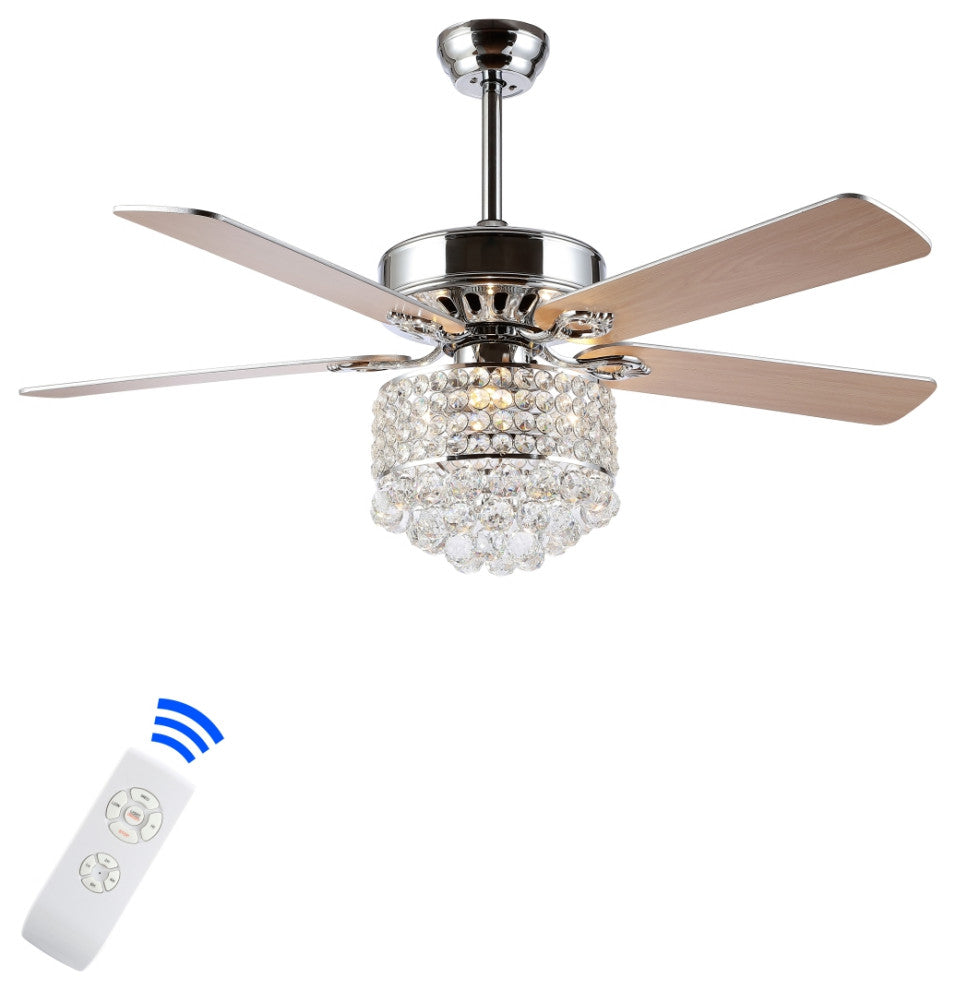 Safavieh Pramton 3 Lt 52" Ceiling Fan, Chrome