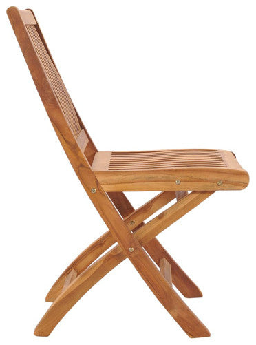 vidaXL 2x Solid Teak Wood Folding Patio Chair Outdoor Garden Lounge Seating