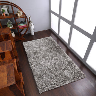 HAND TUFTED SHAG POLYESTER ECO-FRIENDLY AREA RUGS -Gray White Color,Solid Design