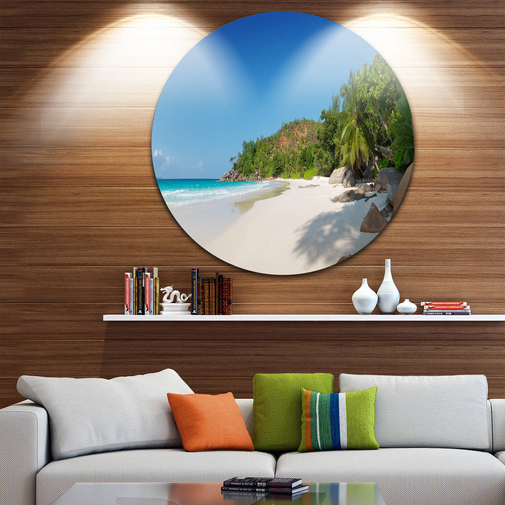 Anse Georgette Beach Light Blue, Seascape Disc Metal Wall Art, 36"