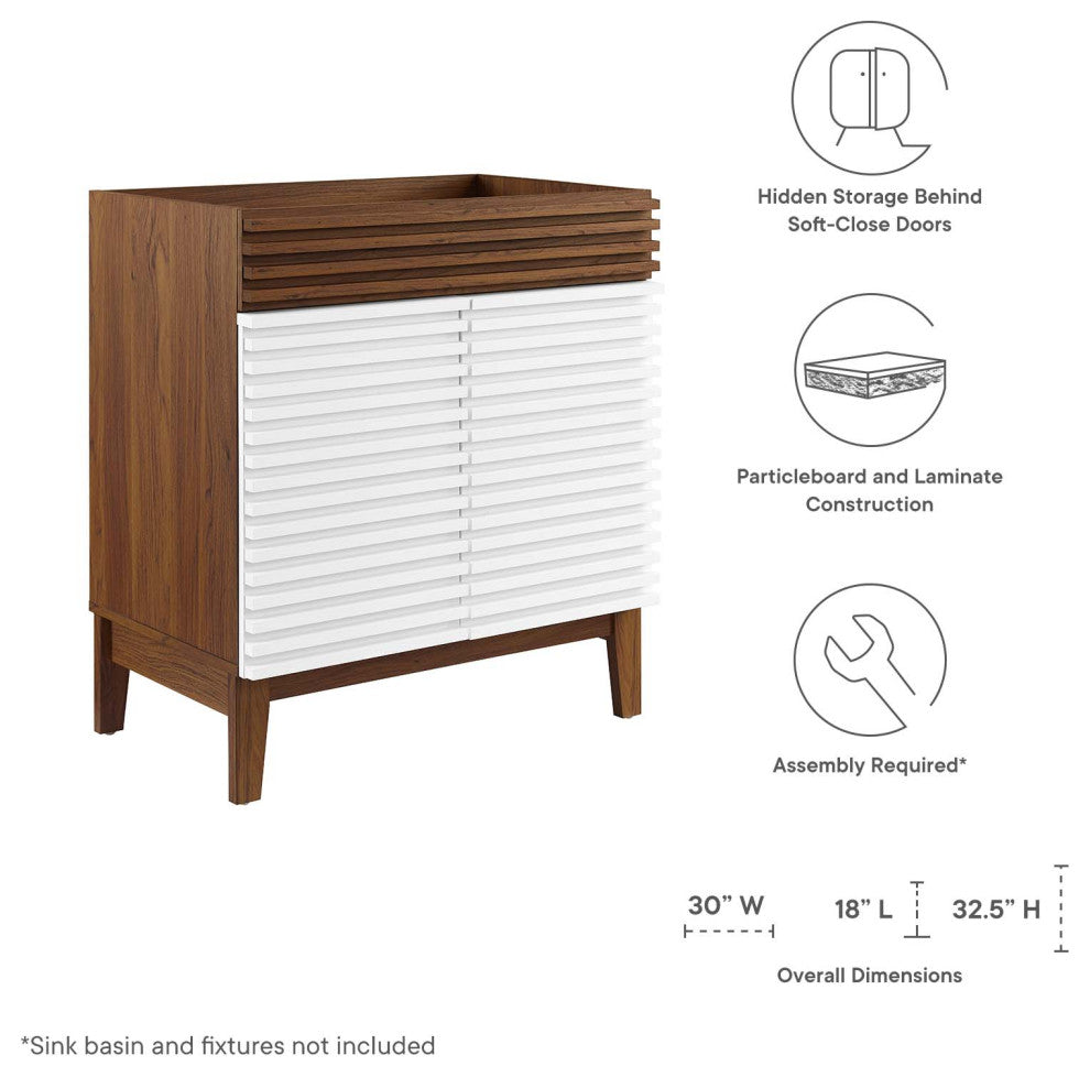 Render 30" Bathroom Vanity Cabinet, White Walnut