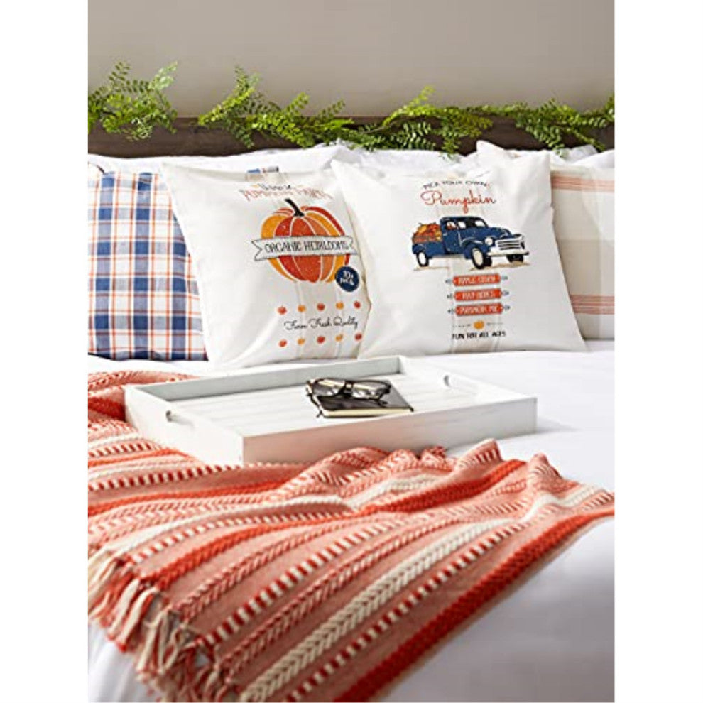 Dii Asst Autumn Plaid And Print Pillow Cover 18x18", 4-Piece Set