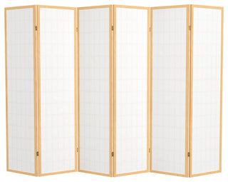 6' Tall Window Pane Shoji Screen, Natural, 6 Panels