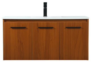 Phoebe Single Bathroom Vanity, Teak, 40", Without Backsplash
