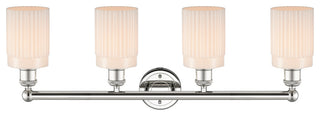 Hadley 4-Light 32" Bath Vanity Light, Polished Nickel Finish, Matte White Shade
