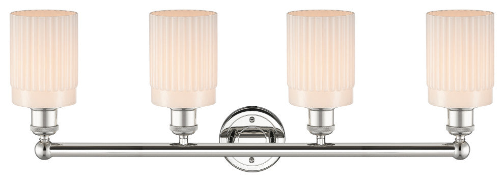 Hadley 4-Light 32" Bath Vanity Light, Polished Nickel Finish, Matte White Shade