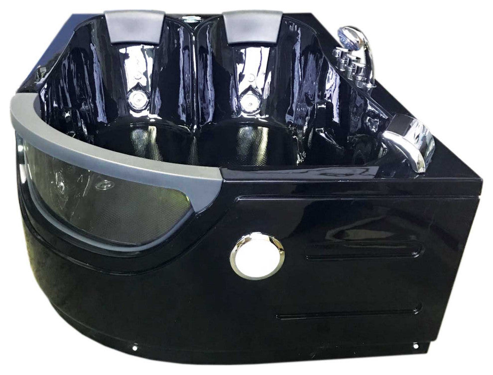 Whirlpool Bathtub Black 72"x48" Hot Tub Double Pump and Heater, Pegaso