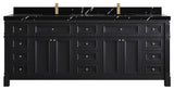 Paris 84" Double Sink Bathroom Vanity, Black 2" Calacatta Black
