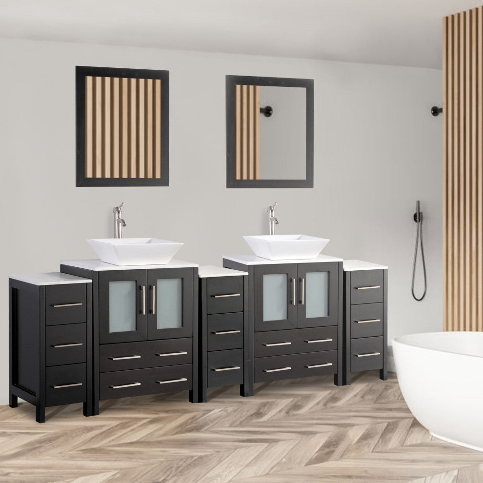 Vanity Art Bathroom Vanity Set With Sink, Espresso, 84", Standard Mirror