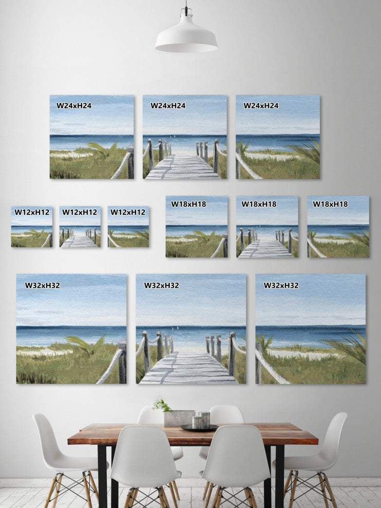 Sweeping Ocean View Triptych, Set of 3, 18x18 Panels