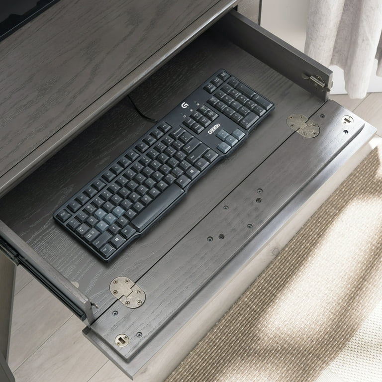 Corner Desk, Hardwood Construction With X-Shaped Accents & Full Extension Drawer
