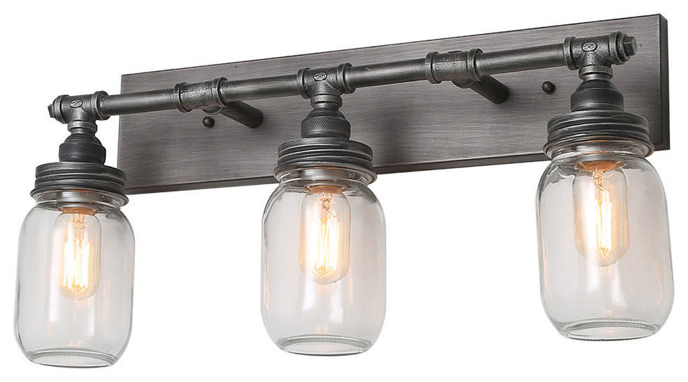 LNC 3-Lieght Farmhouse Vanity Lights Bathroom Clear Glass Mason Jar Light