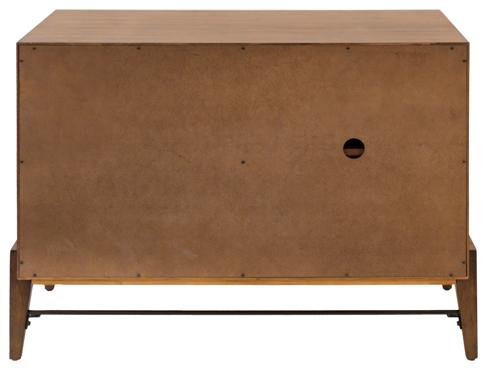 Mid-century Modern Small Console With File Drawers Brown