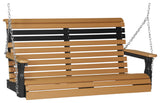 Poly Plain Porch Swing, Cedar & Black, 4 Foot