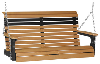 Poly Plain Porch Swing, Cedar & Black, 4 Foot