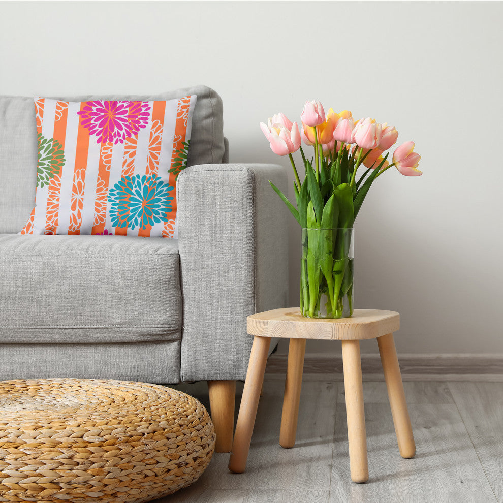 Flower Bursts Decorative Throw Pillow, Pink, 18"x18"