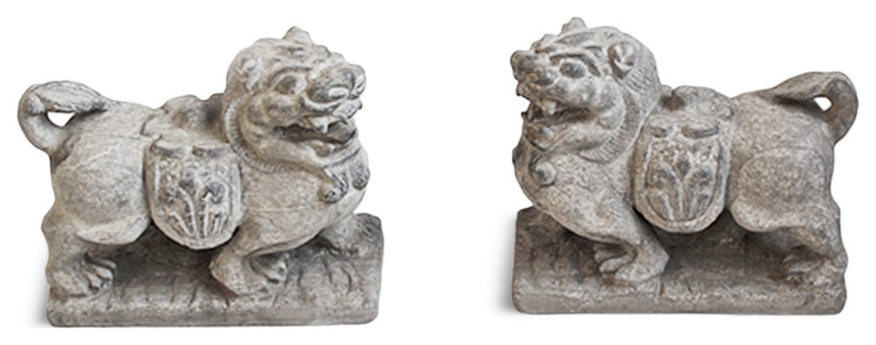 Consigned Grey Stone Lion Statue