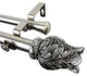 Tulip 1" Double Curtain Rod, Black, Satin Nickel, 160"-240"