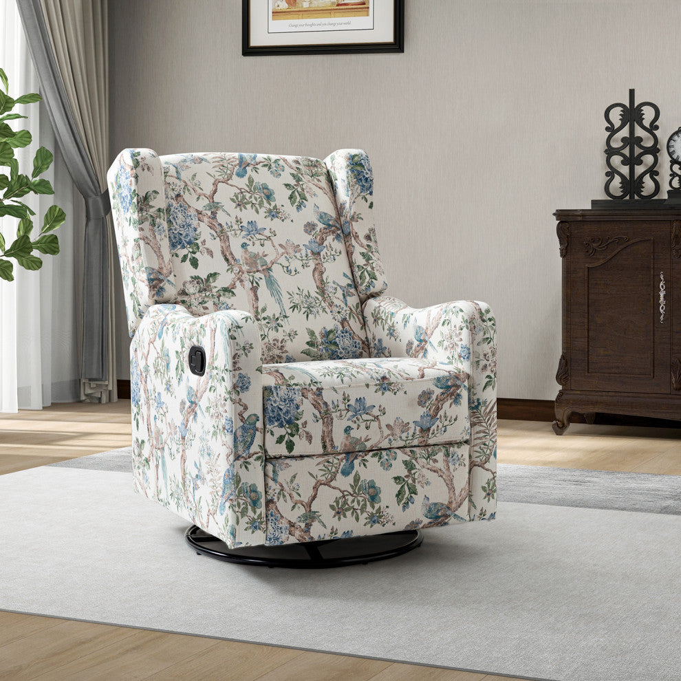 Manual Swivel Glider Recliner, Floral