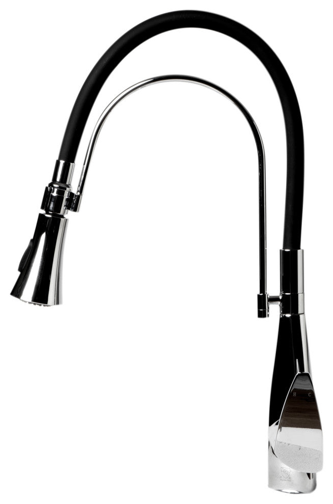 Kitchen Faucet With Black Rubber Stem, Polished Chrome