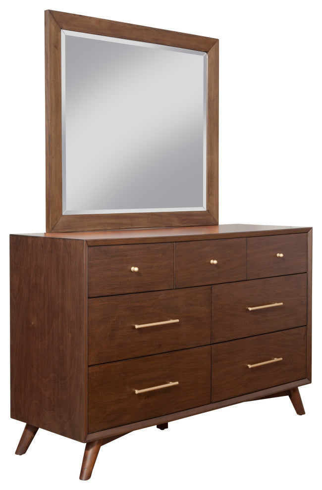 Flynn Mid Century Modern Mirror, Walnut