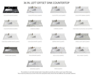 Cambridge 36 Left Offset Bath Vanity in White 1.5" Empira Quartz
