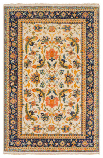Surya Taj Mahal TJ-6600 5'6"x8'6" Rug, Burnt Orange/Teal/Navy/Sage/Wheat/Cream